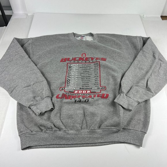 2002 Undefeated Champs Ohio State Buckeyes Sweatshirt Extra Large Grey Crewneck - Picture 1 of 14